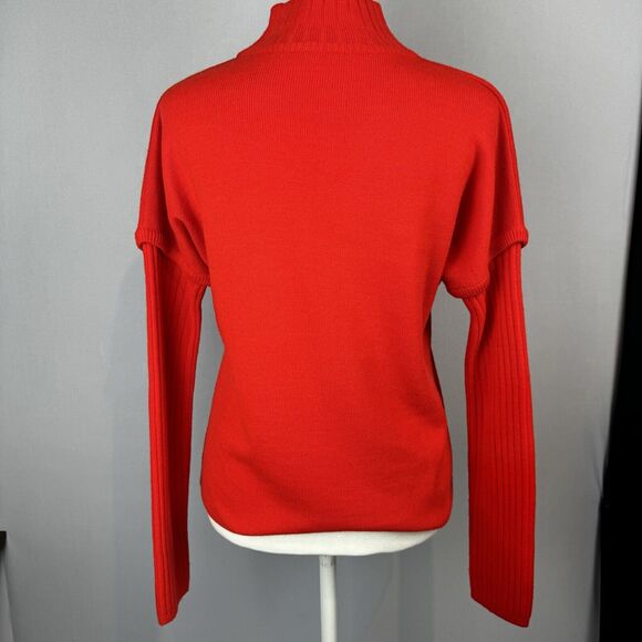 Courrèges Paris Red Merino Wool Blend Sweater Large Classic Turtleneck - Picture 12 of 15